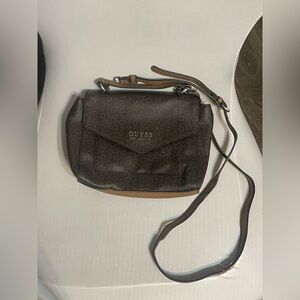 Guess Los Angeles brown logo faux leather crossbody bag monogram